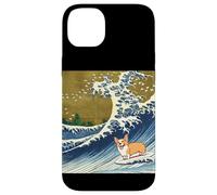 Kawaii Cute Corgi on the Great Wave in Hokusai Style Custodia per iPhone 14 Plus