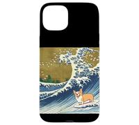 Kawaii Cute Corgi on the Great Wave in Hokusai Style Custodia per iPhone 15 Plus