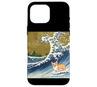Kawaii Cute Corgi on the Great Wave in Hokusai Style Custodia per iPhone 16 Pro Max