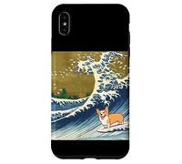 Kawaii Cute Corgi on the Great Wave in Hokusai Style Custodia per iPhone XS Max