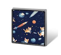 Kawaii Cute Space Cat Brooch Pins for Women Men Square Collar Lapel Pins Coat Jacket Accessories