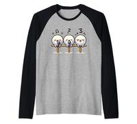 Kawaii Dango Trio Canto Gnocchi di Riso Karaoke Maglia con Maniche Raglan