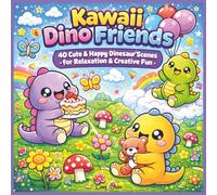Kawaii Dino Friends Colouring Book: 40 Bold & Easy Dinosaur Colouring Pages for Kids & Adults | Simple Relaxing Stress Relief Designs