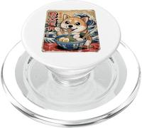 Kawaii Dog Graphic Tee Divertente Cane Mangiare Ramen Anime Giapponese PopSockets PopGrip per MagSafe