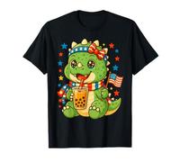 Kawaii Dragon Boba Tea Patriotic 4th of July USA Maglietta