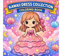 Kawaii Dress Collection Coloring Book: Adorable Sparkly Dresses with Stars & Seashells | Big Simple Shapes for Girls Ages 3-6