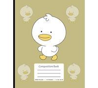 Kawaii Duck Composition Notebook - Cute Duck with Baby Ducks on Beige Background | Wide Ruled, 110 Pages, 7.5 x 9.25 in | Adorable Journal for Kids & Girls