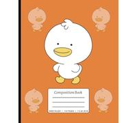 Kawaii Duck Composition Notebook - Cute Duck with Baby Ducks on Orange Background | Wide Ruled, 110 Pages, 7.5 x 9.25 in | Fun Journal for Kids & Girls