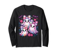 Kawaii Fantasma Famiglia Fiocco Fiori Carino Halloween Pastello Spooky Maglia a Manica