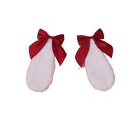 Kawaii - Fermaglio per capelli da donna e ragazza, grazioso coniglietto in peluche, con orecchie a goccia, fiocco color caramella, accessorio per capelli per cosplay (rosso)