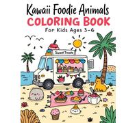 Kawaii Foodie Animals coloring book for kids aged 4-6.