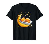 Kawaii Fox Addormentato su Mezzaluna con Stelle Maglietta