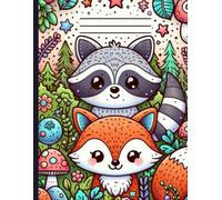 Kawaii Fox and Raccoon Composition Notebook - Cute Animal School Notebook for Kids, Teens, & Animal Lovers | 100 Pages, Wide Ruled, 8.5” x 11”