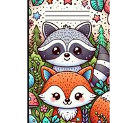 Kawaii Fox and Raccoon Notebook: Cute 6x9 Wide-Ruled Journal for Kids, Teens, and Animal Lovers | 120 Pages, Pastel Aesthetic