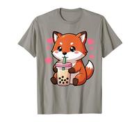 Kawaii Fox Bere Boba Carino Bubble Tea Animale Maglietta