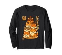 Kawaii Fox Pyramid Anime Japanese Letters Cute Maglia a Manica
