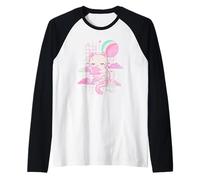 Kawaii Fragola Latte Gatto Nuvole Pastello Sogno Luna Maglia con Maniche Raglan
