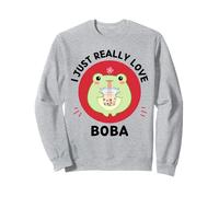 Kawaii Frog Beve Bubble Tea I Just Really Love Boba Lover Felpa