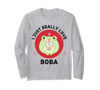 Kawaii Frog Beve Bubble Tea I Just Really Love Boba Lover Maglia a Manica