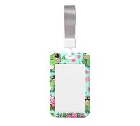 Kawaii-Frog-Flowers - Porta badge verticale in ABS con pellicola trasparente
