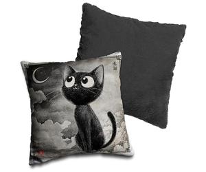 Kawaii gadget. Cuscini per divano gatti Jiji in stile anime. Federe cuscini divano 45x45 con imbottitura inclusa. Tessuto velluto. Regalo donna. Regali san valentino. Decorazioni casa. Gatto nero