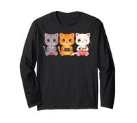 Kawaii Gamer Cat Eating Ramen & Boba Tea Anime Lover Graphic Maglia a Manica