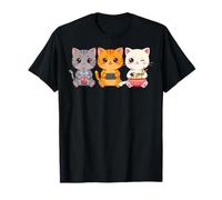 Kawaii Gamer Cat Eating Ramen & Boba Tea Anime Lover Graphic Maglietta