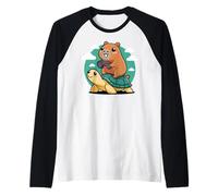 Kawaii Gaming Animal Graphic Turtle Cute Capybara Gamer Maglia con Maniche Raglan