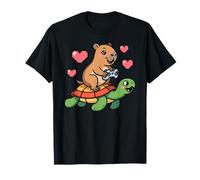 Kawaii Gaming Animal Graphic Turtle Cute Capybara Gamer Maglietta
