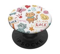 Kawaii gatti felici doodle carine piazzata per pastello PopSockets PopGrip Adesivo