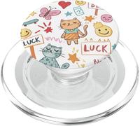 Kawaii gatti felici doodle carine piazzata per pastello PopSockets PopGrip per MagSafe