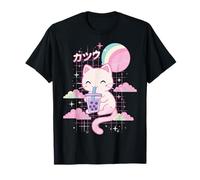 Kawaii Gatto Che Beve Il tè Boba Bubble Tea Giappone Maglietta