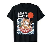 Kawaii Gatto Giapponese Mangia Ramen Noodles Anime Manga Style Maglietta