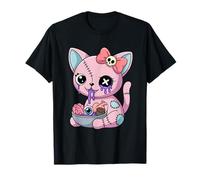 Kawaii Gatto Gotico Pastello Mangia Ramen Noodles Witchy Anime Maglietta