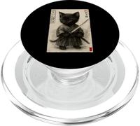 Kawaii Gatto Samurai Guerriero Giapponese Vintage Ukiyo-e PopSockets PopGrip per MagSafe