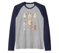 Kawaii Gatto Tre Occhi Giapponese Demone Anime Creatura Maglia con Maniche Raglan