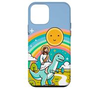 Kawaii Gesù Cavalcando T-Rex Dinosauro Meme Carino Dino Believer Custodia per iPhone 12 mini