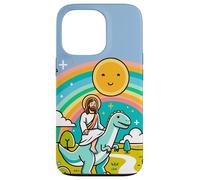Kawaii Gesù Cavalcando T-Rex Dinosauro Meme Carino Dino Believer Custodia per iPhone 13 Pro