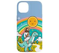 Kawaii Gesù Cavalcando T-Rex Dinosauro Meme Carino Dino Believer Custodia per iPhone 14 Plus