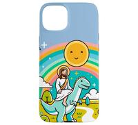 Kawaii Gesù Cavalcando T-Rex Dinosauro Meme Carino Dino Believer Custodia per iPhone 15 Plus