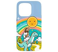 Kawaii Gesù Cavalcando T-Rex Dinosauro Meme Carino Dino Believer Custodia per iPhone 15 Pro