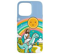 Kawaii Gesù Cavalcando T-Rex Dinosauro Meme Carino Dino Believer Custodia per iPhone 15 Pro Max