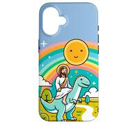 Kawaii Gesù Cavalcando T-Rex Dinosauro Meme Carino Dino Believer Custodia per iPhone 16