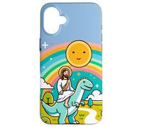 Kawaii Gesù Cavalcando T-Rex Dinosauro Meme Carino Dino Believer Custodia per iPhone 16 Plus