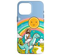 Kawaii Gesù Cavalcando T-Rex Dinosauro Meme Carino Dino Believer Custodia per iPhone 16 Pro Max
