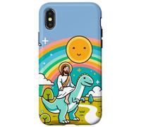 Kawaii Gesù Cavalcando T-Rex Dinosauro Meme Carino Dino Believer Custodia per iPhone X/XS