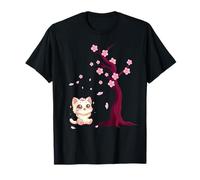 Kawaii giapponese Cherry Blossom Anime Cats Sakura Cat Proprietario Maglietta