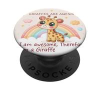Kawaii Giraffa Arcobaleno Art con citazione divertente PopSockets PopGrip Adesivo
