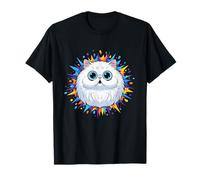 Kawaii Grande Occhio Bianco Gatto Colorato Splash Pop Maglietta