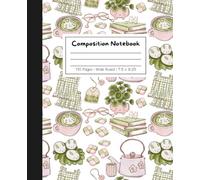 Kawaii Green Tea Journal: Cute Matcha Composition Notebook Wide Ruled for School, Writing & Daily Notes | 110 Pages | 7.5 x 9.25